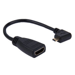Adaptador de cabo HDMI Micro de 17cm, 90 graus, macho com ângulo direito para HDMI fêmea, ângulo direito, comprimento: 17cm