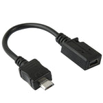 Adaptador de cabo Mini USB fêmea para Micro USB macho, comprimento: 13cm