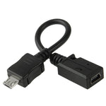 Adaptador de cabo Mini USB fêmea para Micro USB macho, comprimento: 13cm