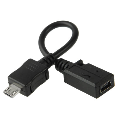 Adaptador de cabo Mini USB fêmea para Micro USB macho, comprimento: 13cm