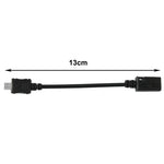 Adaptador de cabo Mini USB fêmea para Micro USB macho, comprimento: 13cm