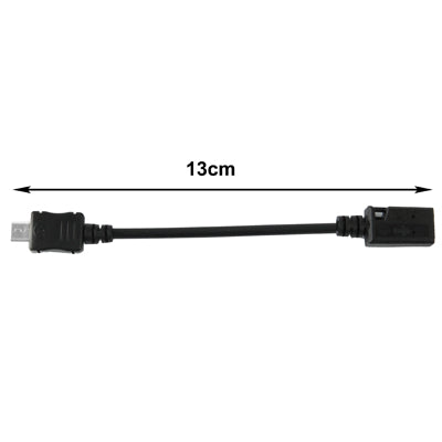 Adaptador de cabo Mini USB fêmea para Micro USB macho, comprimento: 13cm