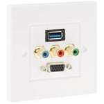 Placa de Parede com Entrada USB 3.0 Fêmea + 3 Entradas RCA Fêmea + Entrada VGA Fêmea