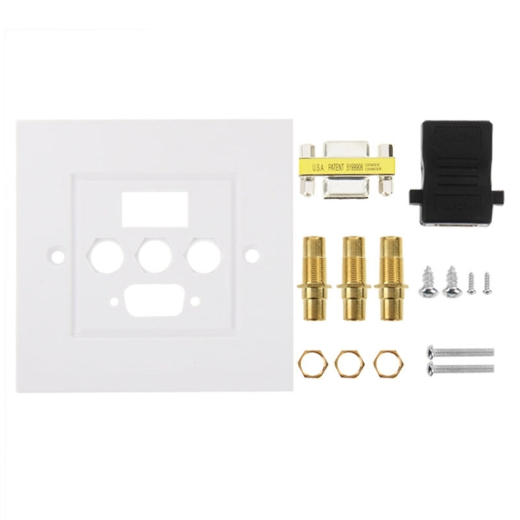 Placa de Parede com Entrada USB 3.0 Fêmea + 3 Entradas RCA Fêmea + Entrada VGA Fêmea
