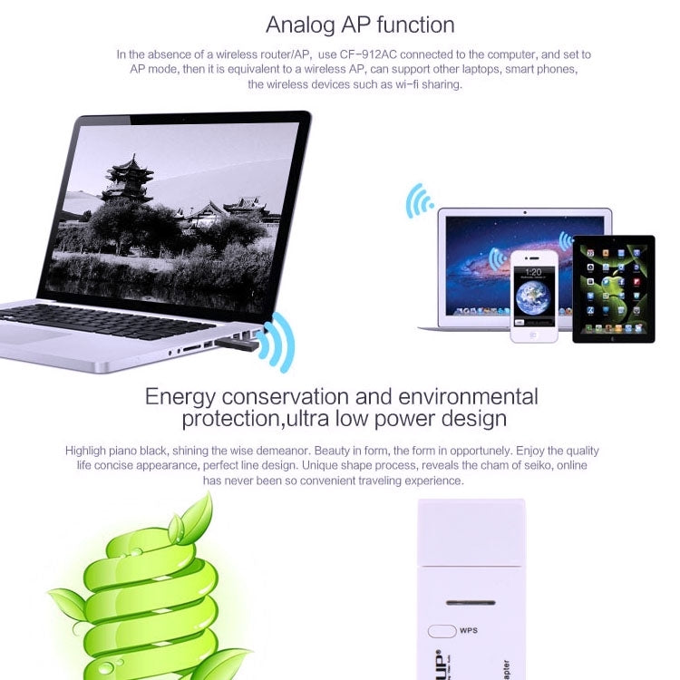 Adaptador Wi-Fi sem fios EDUP AC-1601 802.11AC 1200M de banda dupla USB 3.0, AC-1601 1200Mbps