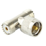 Adaptador Macho UHF para 2 x Fêmea UHF, Macho UHF