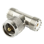 Adaptador Macho UHF para 2 x Fêmea UHF, Macho UHF