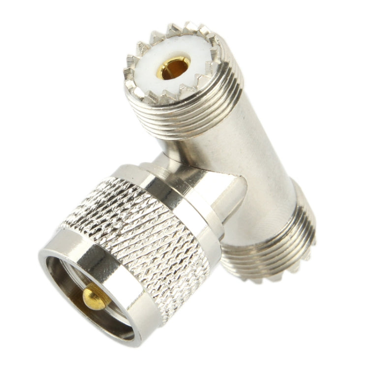 Adaptador Macho UHF para 2 x Fêmea UHF, Macho UHF