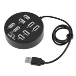 Hub USB 2.0 Portátil Redondo de Alta Velocidade com 8 Portas, Comprimento: 60cm Hub USB 2.0 Redondo Circular com 8 Portas, Adaptador de Expansão Multiponto para Portátil, Suporta Disco Rígido Móvel de 1TB, Redondo Circular (Preto)