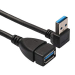Cabo de Extensão USB 3.0 com Ângulo de 90 Graus para Baixo, Adaptador Macho para Fêmea, Comprimento: 15cm, Ângulo para Baixo AM para AF, comprimento: 15cm