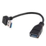 Cabo de Extensão USB 3.0 com Ângulo de 90 Graus para Baixo, Adaptador Macho para Fêmea, Comprimento: 15cm, Ângulo para Baixo AM para AF, comprimento: 15cm