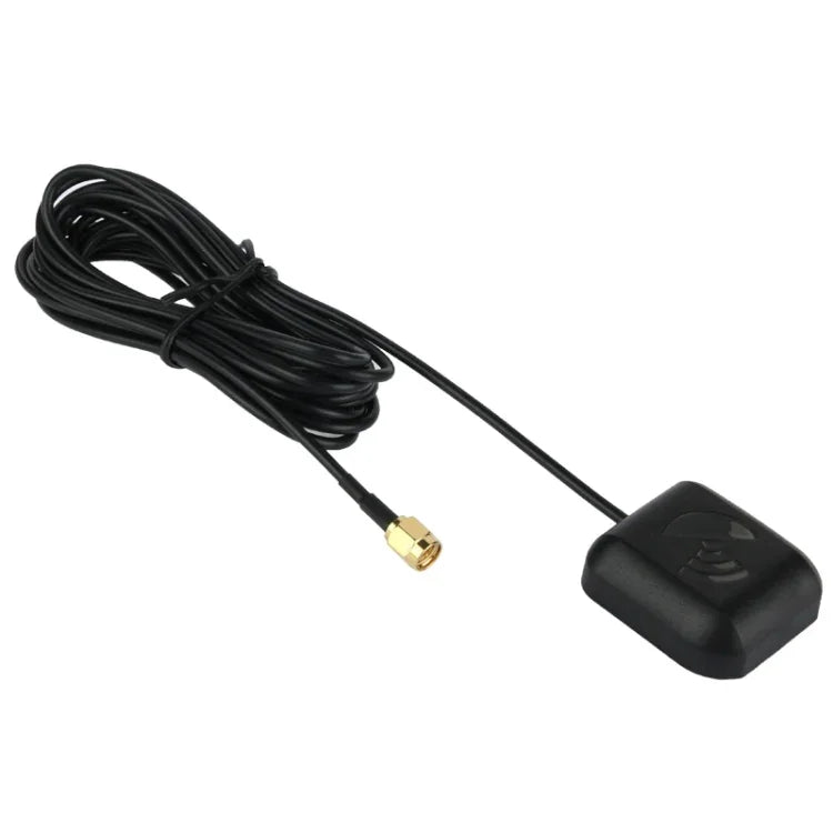 Antena GPS Ativa para Veículo Receptor Base Magnética Adaptador de Montagem Aérea Conector SMA Macho, Comprimento do Cabo: 3m, Conector SMA Macho