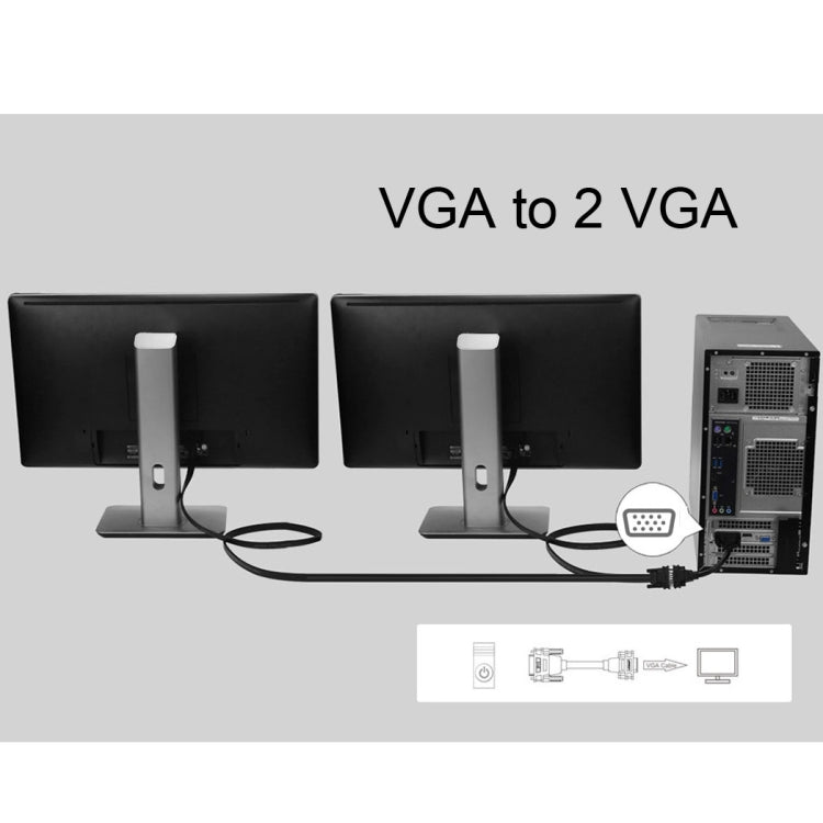 Cabo Splitter VGA Macho para 2 VGA Fêmea 30cm, VGA Macho
