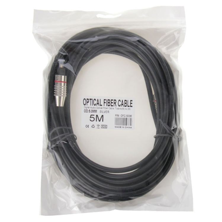 Cabo de Fibra Óptica de Áudio Digital Toslink Macho para Macho, OD: 5,0mm, Comprimento: 5m, 5m