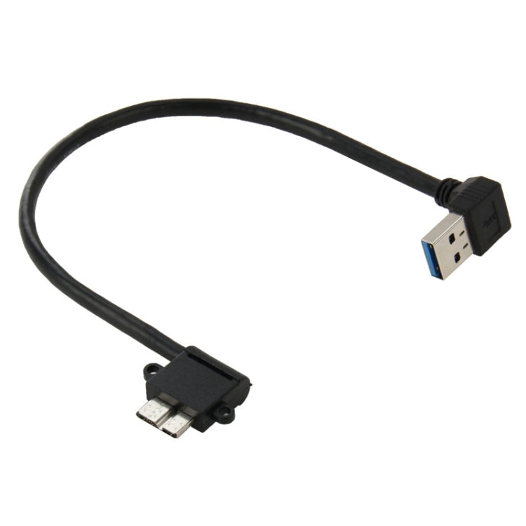 Cabo de Dados USB 3.0 para Micro 3.0 em Ângulo de 90 Graus para Galaxy Note III / N9000, Comprimento: 26cm