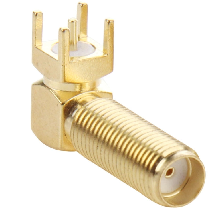 10 Peças Adaptador Conector SMA Fêmea Dourado em Ângulo Direito de 90 Graus para Montagem em Painel PCB, SMA Fêmea em Ângulo Direito