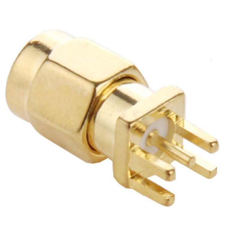 10 Peças Adaptador Conector SMA Macho Dourado com Soquete para Montagem em Borda de PCB, Soldar, 0,62 polegadas, Soquete SMA Macho