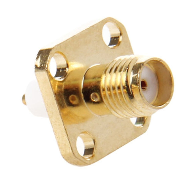 10 Peças Adaptador Conector SMA Fêmea Dourado com 4 Furos para Montagem em Painel Chassis, Isolante Estendido, Soldar, SMA Fêmea 4 Furos