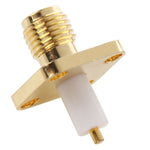 10 Peças Adaptador Conector SMA Fêmea Dourado com 4 Furos para Montagem em Painel Chassis, Isolante Estendido, Soldar, SMA Fêmea 4 Furos