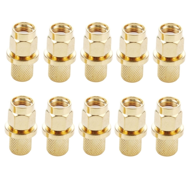 10 Peças Adaptador Conector SMA Macho Dourado com Plugue para Crimpagem RF para Cabo RG58 / RG142 / LMR195, Plugue SMA Macho
