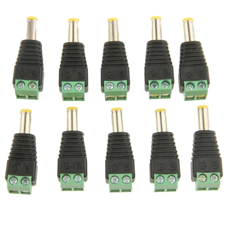 10 PCS Conector de Alimentação Verde Macho DC 5.5 x 2.1mm, 5.5 x 2.1mm