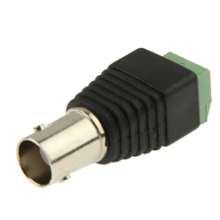 10 PCS Adaptador Conector Coaxial BNC Fêmea de Alimentação Verde para Câmaras CCTV, Alimentação Verde