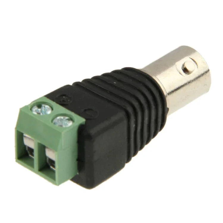 10 PCS Adaptador Conector Coaxial BNC Fêmea de Alimentação Verde para Câmaras CCTV, Alimentação Verde