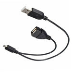 Cabo Adaptador Conversor OTG Micro USB para USB 2.0 Macho e USB 2.0 Fêmea Host, Comprimento: Cerca de 30cm, Micro USB para USB 2.0 AM+AF