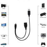 Cabo Adaptador Conversor OTG Micro USB para USB 2.0 Macho e USB 2.0 Fêmea Host, Comprimento: Cerca de 30cm, Micro USB para USB 2.0 AM+AF