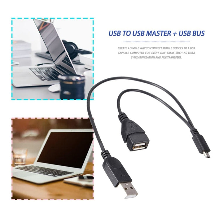 Cabo Adaptador Conversor OTG Micro USB para USB 2.0 Macho e USB 2.0 Fêmea Host, Comprimento: Cerca de 30cm, Micro USB para USB 2.0 AM+AF