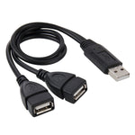 Cabo Adaptador USB 2.0 Macho para 2 Entradas USB Fêmea Duplas para Computador / Portátil, Comprimento: Cerca de 30cm, USB 2.0 AM para 2 USB 2.0 AF