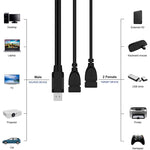 Cabo Adaptador USB 2.0 Macho para 2 Entradas USB Fêmea Duplas para Computador / Portátil, Comprimento: Cerca de 30cm, USB 2.0 AM para 2 USB 2.0 AF