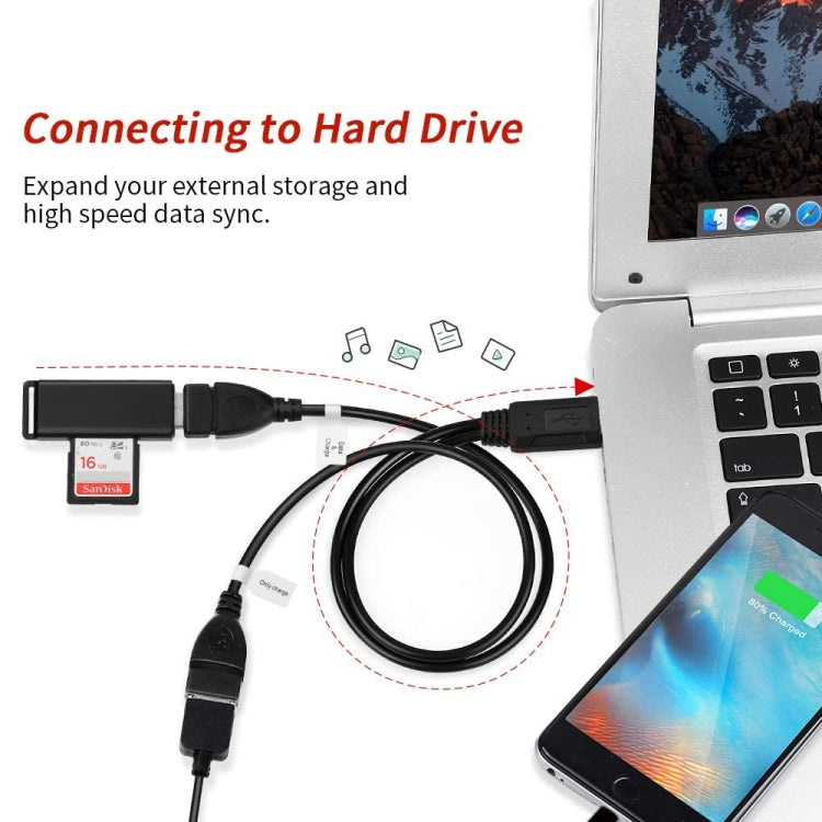 Cabo Adaptador USB 2.0 Macho para 2 Entradas USB Fêmea Duplas para Computador / Portátil, Comprimento: Cerca de 30cm, USB 2.0 AM para 2 USB 2.0 AF