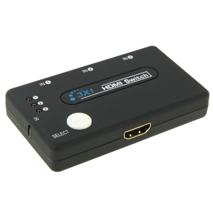 Selector Mini 3x1 HDMI HD 1080P V1.3 com Comando para HDTV / STB / DVD / Projetor / DVR, 1x3 HDMI V1.3