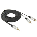 Cabo de Áudio Estéreo Jack 3,5mm para 2 RCA Macho, Comprimento: 3m, 2 RCA, Comprimento: 3m