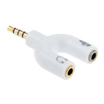 Adaptador divisor estéreo macho 3,5mm para auscultadores e microfone fêmea 3,5mm