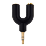 Adaptador divisor estéreo macho 3,5mm para duplo estéreo fêmea 3,5mm