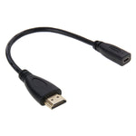 Cabo adaptador HDMI macho 20cm para Micro HDMI fêmea, HDMI para Micro HDMI