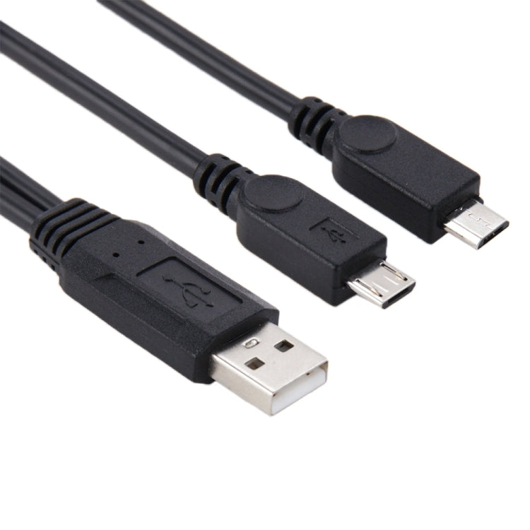 Cabo USB 2.0 macho para 2 Micro USB macho, comprimento: cerca de 30cm, USB 2.0 AM para 2 Micro USB