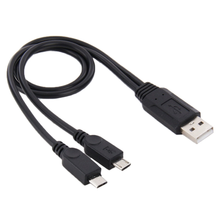 Cabo USB 2.0 macho para 2 Micro USB macho, comprimento: cerca de 30cm, USB 2.0 AM para 2 Micro USB