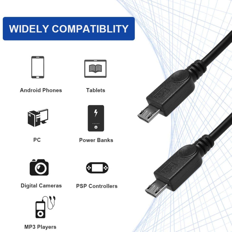 Cabo USB 2.0 macho para 2 Micro USB macho, comprimento: cerca de 30cm, USB 2.0 AM para 2 Micro USB