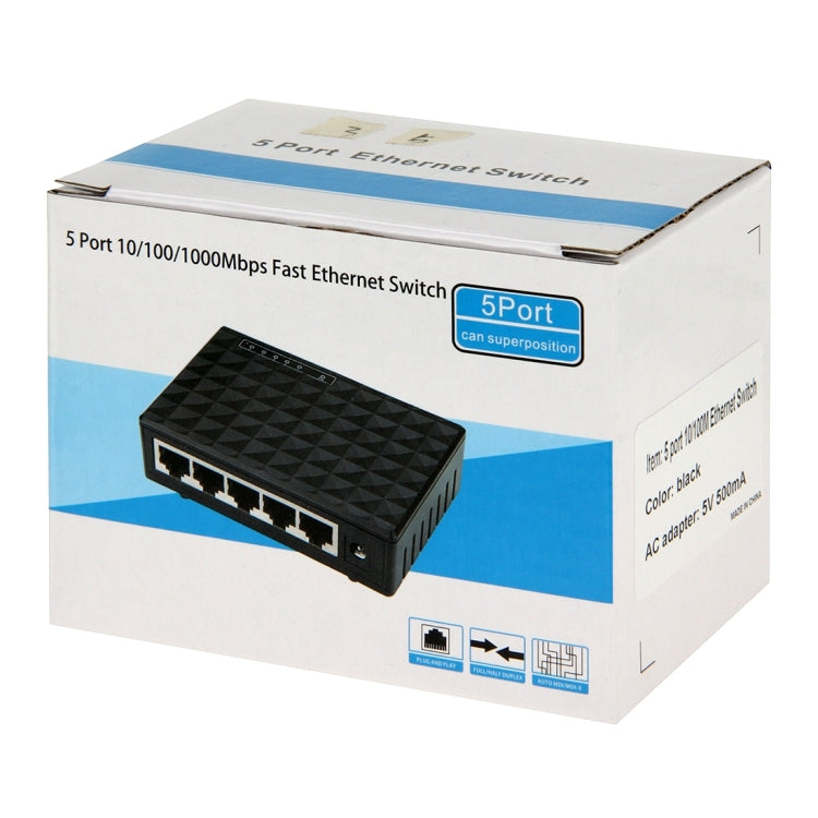 Switch Ethernet de Secretária 5-Portas 10/100/1000 Mbps, 5 Portas 10/100/1000Mbps
