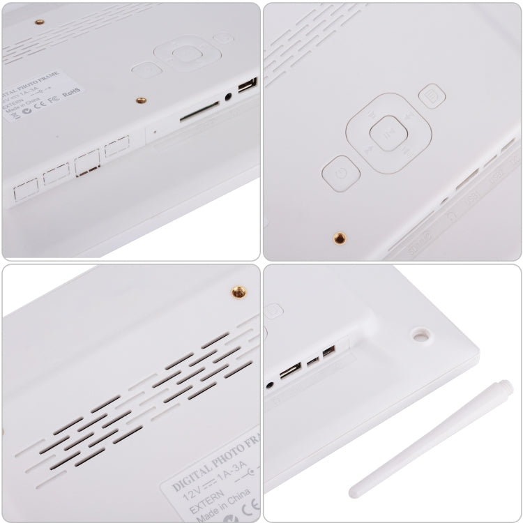 Moldura Digital para Fotos de 12,1 polegadas com Suporte e Comando à Distância, Programa Allwinner F16, Suporta Cartão SD / MMC / Pen USB, 12,1 polegadas