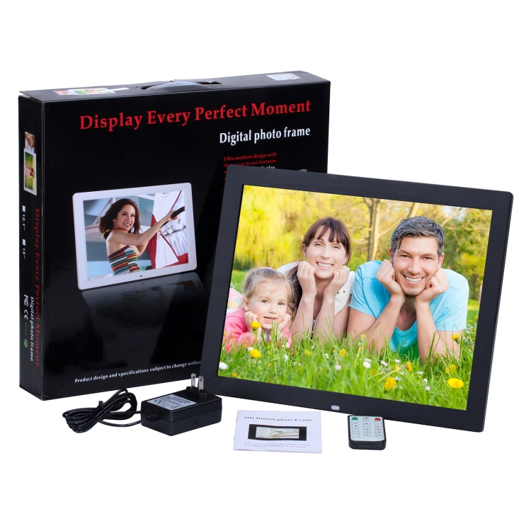 Moldura Digital de Fotos HD LED de 15 polegadas com Suporte & Controlo Remoto, Allwinner, Despertador / MP3 / MP4 / Leitor de Filmes, 15 polegadas Allwinner