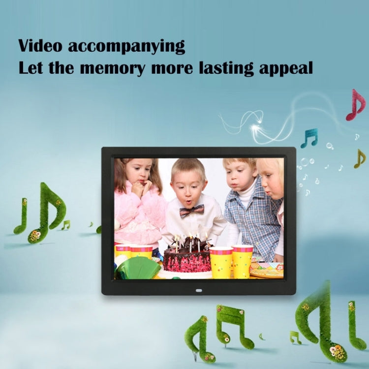 Moldura Digital de Fotos Multimédia LED de 14 polegadas com Suporte & Leitor de Música & Filmes, Suporta Entrada de Cartão USB / SD / MS / MMC