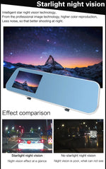 DVR para Veículo com Dupla Câmara e Ecrã de 4.3 polegadas Full HD 1080P, Ângulo de Visão de 140 Graus, Suporte para Visão Noturna / Monitorização de Estacionamento / Gravação em Loop / Detecção de Movimento / Sensor G / Cartão TF, 4.3 polegadas