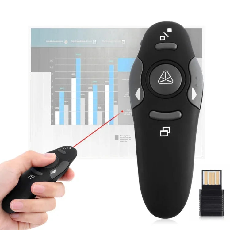 Apresentador Multimédia com Apontador Laser e Recetor USB para Projetor / PC / Portátil, Distância de Controlo: 15m, 016