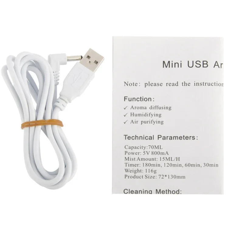 Mini Difusor de Aroma USB / Humidificador de Aroma com Luzes LED Brancas Quentes, Difusor de Aroma USB