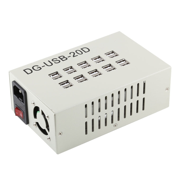 Estação de Carregamento Rápido com 60W 12A e 20 Portas USB, Carregador de Secretária para Viagem
