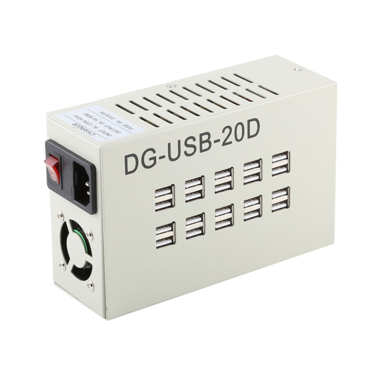 Estação de Carregamento Rápido com 60W 12A e 20 Portas USB, Carregador de Secretária para Viagem